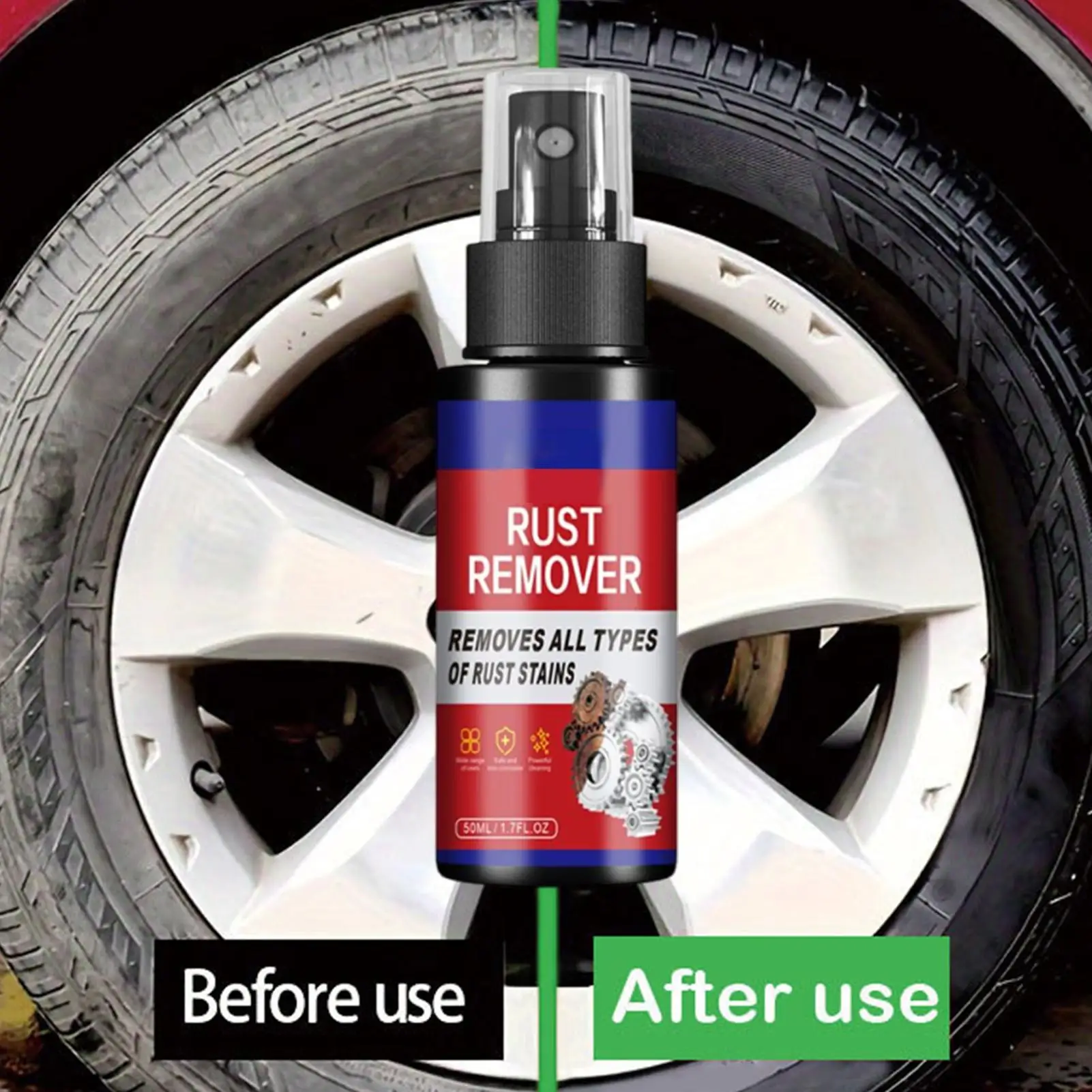 Car Rust Removal Spray Metal Car Detailing Spray Rust Dissolver Auto Polishing Care Anti-corrosion Car Body Rust Cleaning Spray