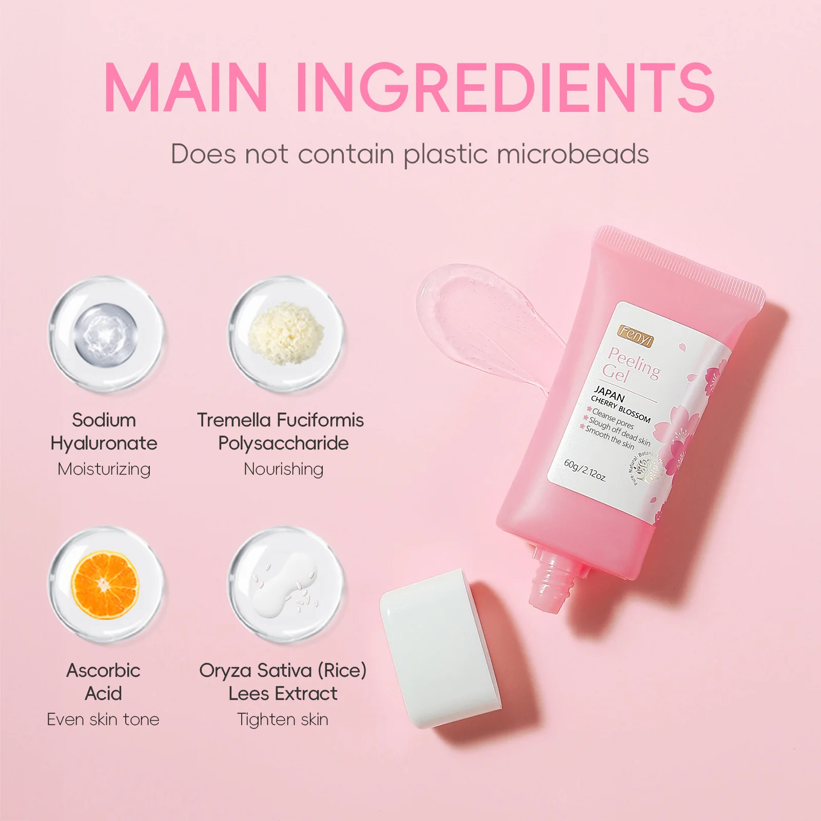 Sakura Peeling Gel Gentle Facial Exfoliator Remove Dead Skin Deep Clean Pores Hydrating Smooth Skin Facial Care 60g view 3
