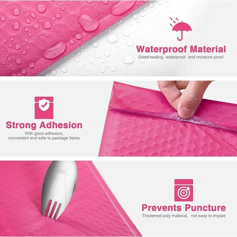 Seal Envelope Packing 100pcs Packaging Small Self Bag Bubble Mailer Shipping Office Pink Supplies Bags Delivery Business Package