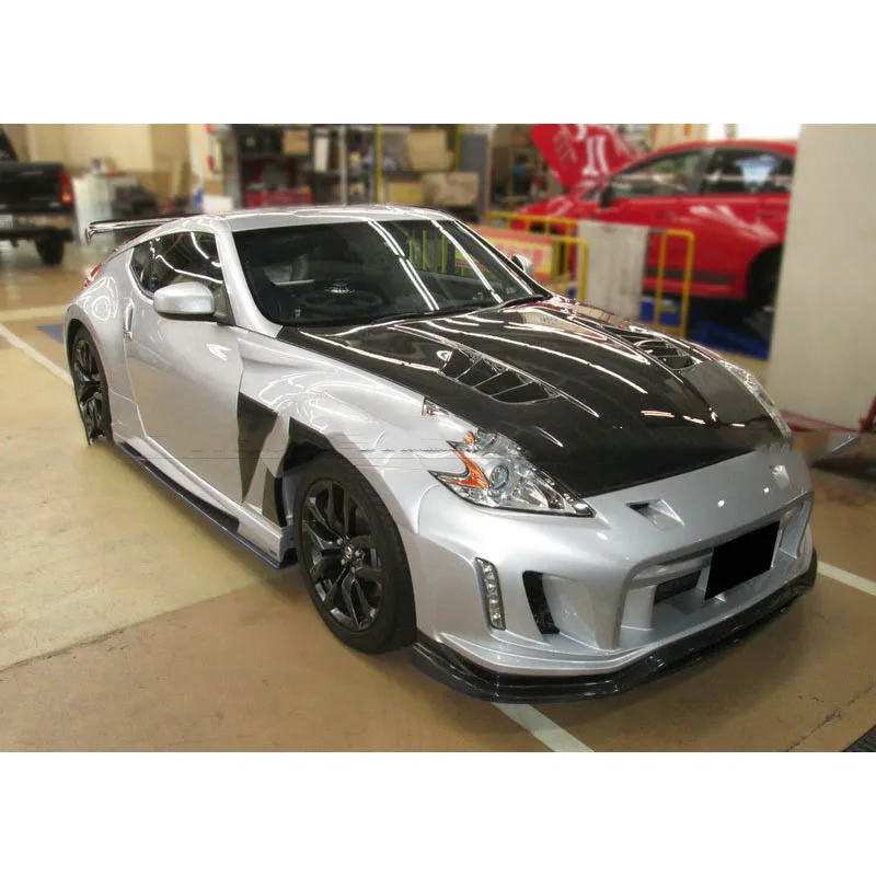 

For Nissan 370Z Demon Z34 Carbon Fiber Varis Front Leaf Plate Head Sand Board Facelift Body Kit