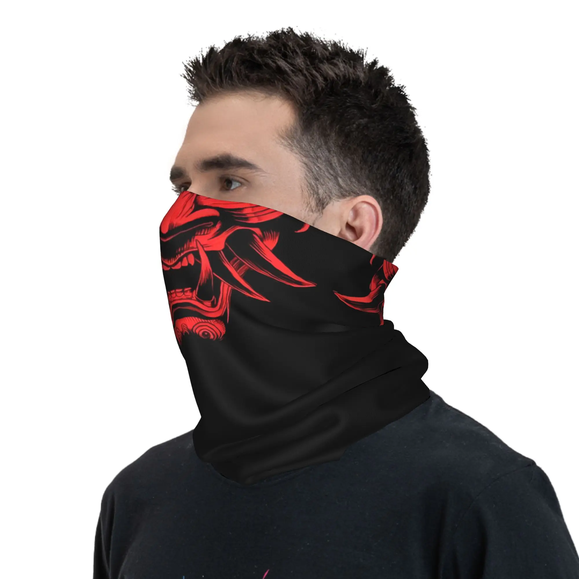 Custom Samurai Oni Demon Neck Gaiter Men Women Windproof Winter Japanese Ronin Bandana Scarf for Ski image 6