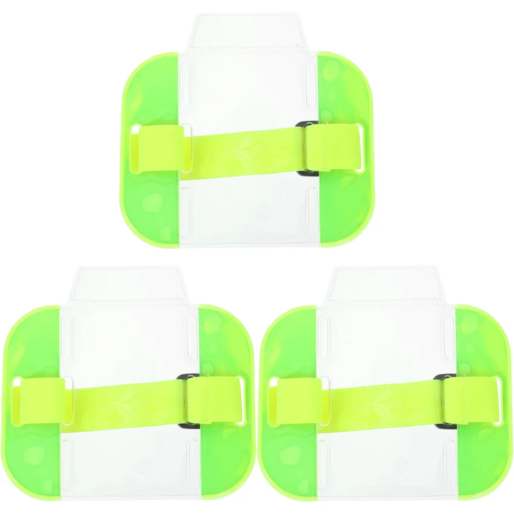 3 Pcs ID Arm Badge Holder PVC Nylon Adjustable Band License Clip Security Work Cards Reusable Badge Protective