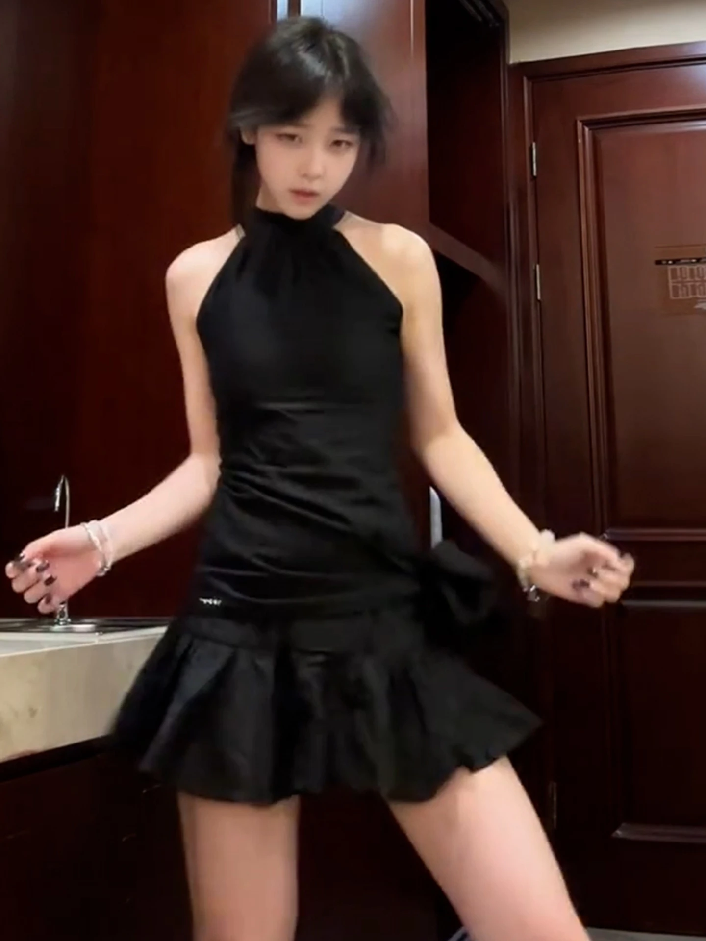 Bla Svel Ne Hangende Dr Dames Zomer 2025, Nieuw Design Sense Taille Cinching Mooie ort Rok A-lijn Dr