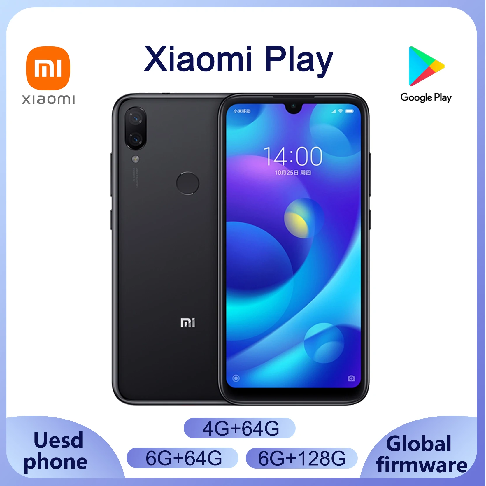 Xiaomi mi play smartphone Mediatek MT6765 Helio P35 telephone intelligent 1080 x 2280 pixels celular used phone