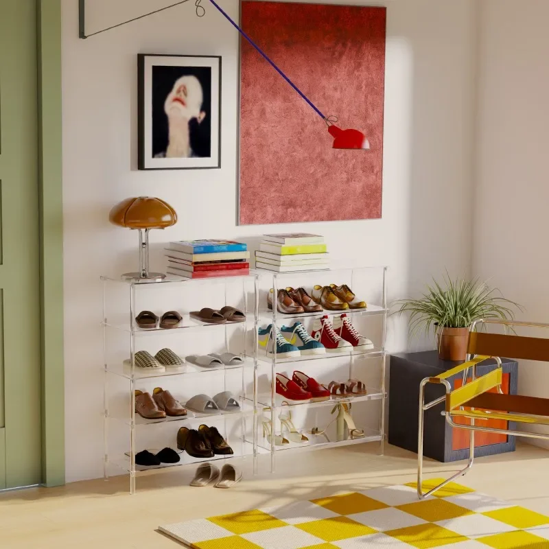 shoe rack, storage wall display rack, five-layer household transparent, indoor and outdoor display