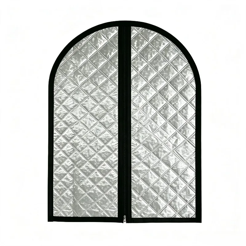 Arched Zipper Thermal Cotton Window Curtain, Wind & Cold Resistant, Privacy Protection, Self-Adhesive No Drill,Customizable Size