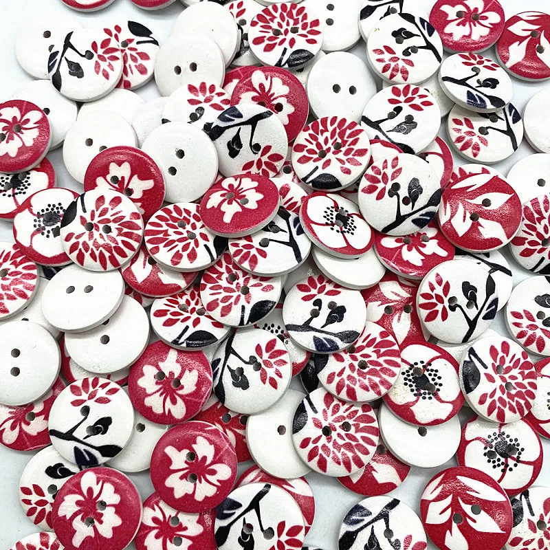 جديد 20 قطعة 20 مللي متر مجموعة متنوعة من أزرار خشبية دائرية الكرتون يبتسم الوجه أزرار للزينة الزفاف الخياطة اكسسوارات #5