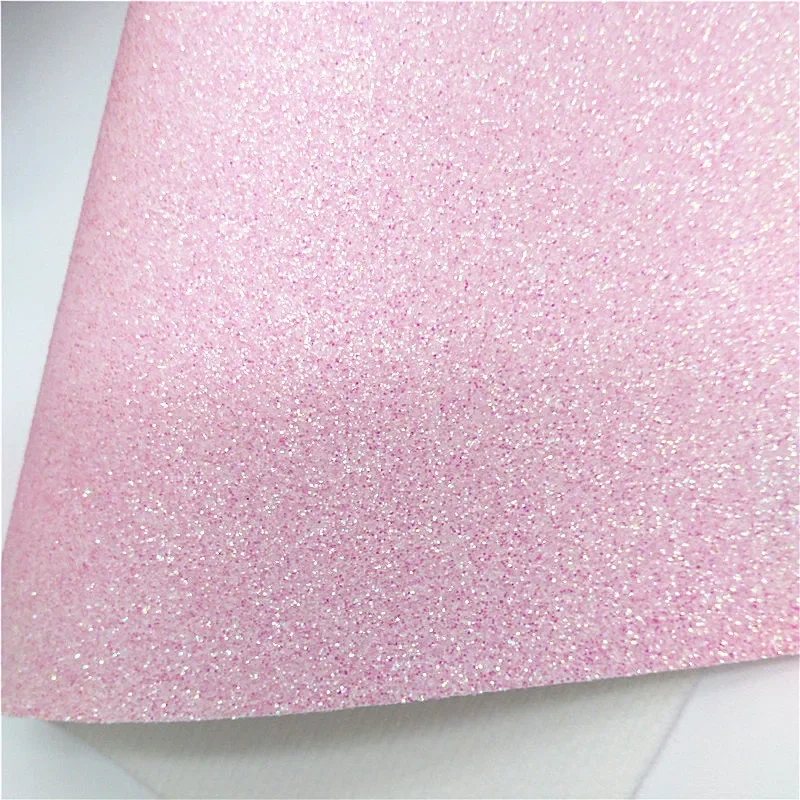 Pink Fine Glitter Leather Lace Embossed Faux Vinyl Flowers Printed Synthetic Leather Litchi Faux Fabric For Bow DIY 21x29CM Q617