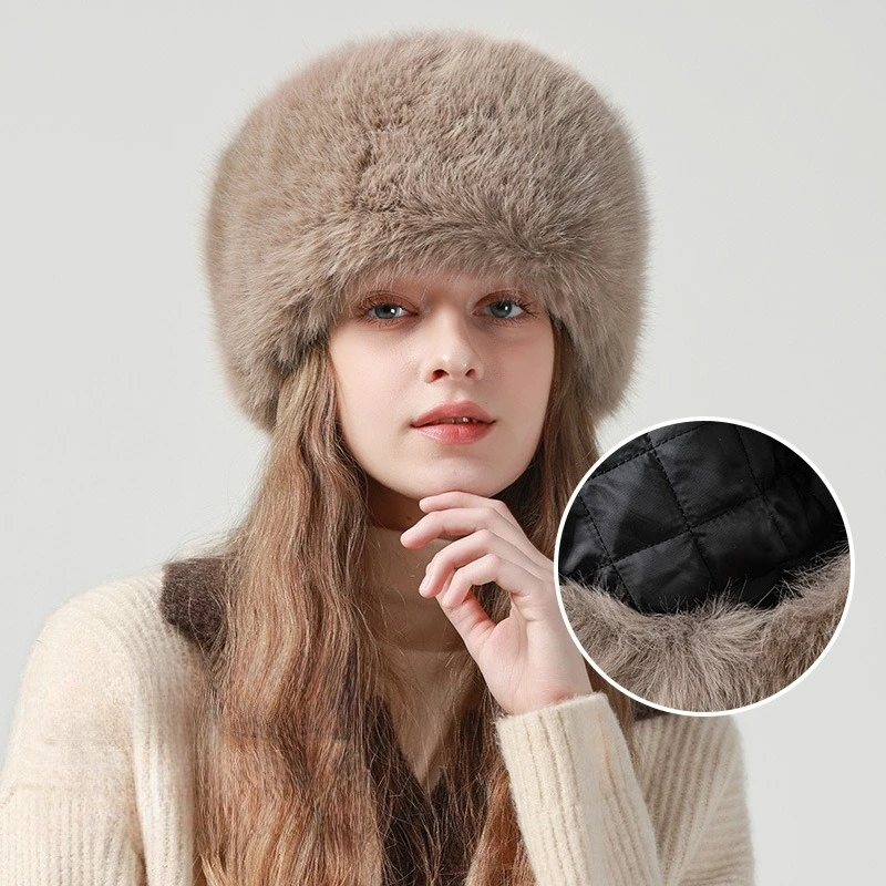 Autumn and winter furry basin hat versatile with thick velvet to keep warm and prevent cold big head circumference woolen hat