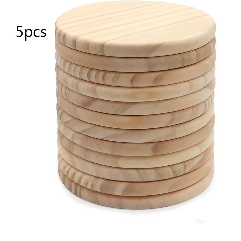 5 pieces round wooden coasters for DIY crafts and home decoration -4 inch diameter, suitable for personalization and gift giving