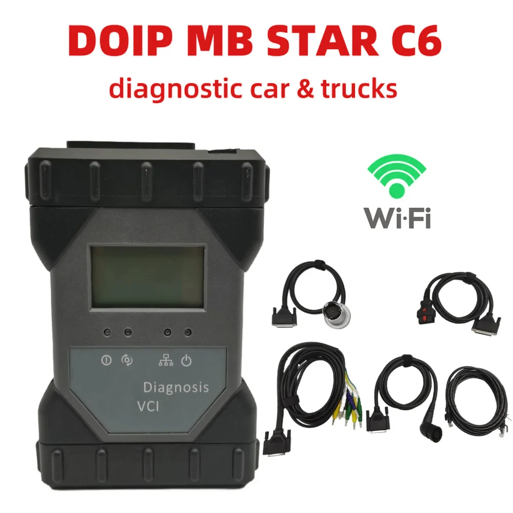 Terbaru MB Star C6 dukungan DOIP VCI sd menghubungkan VCI Multiplexer mendukung WIFI plus DOIP untuk BENZ mobil dan truk Diagnostik Alat obd