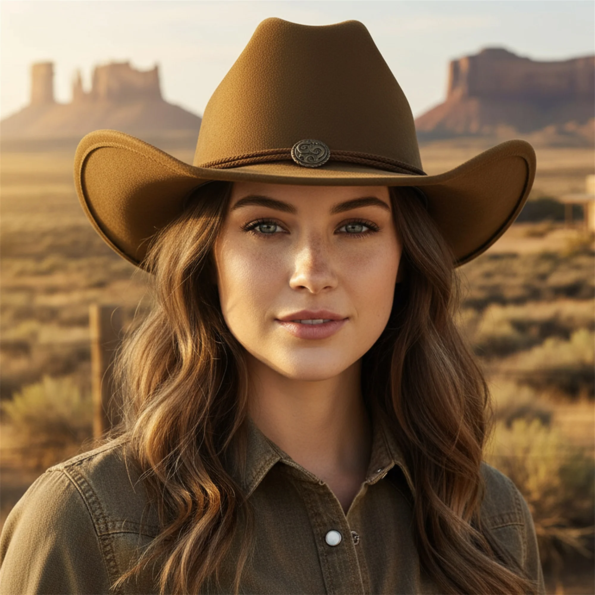 قبعة راعية البقر اللباد للنساء والرجال قبعة غربية عصرية ذات حافة مقلوبة مع حزام قبعة جاز لنادي الحفلات اليومية