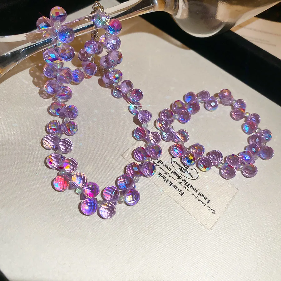 Irregular Purple Crystal Jewelry Sets for Women 2025 Fashion