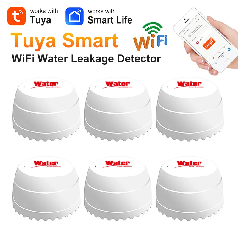 Tuya WiFi Water Leakage Detector Sound Leak Sensor Water Level Flood Overflow Warning Smart Home Security Alarm APP Control