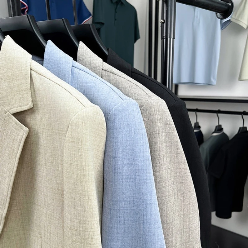 Men's Linen-Blend Blazer - Beige Vintage Style  M-3XL  Spring To Autumn Lightweight Jacket Touch-Friendly Texture J51
