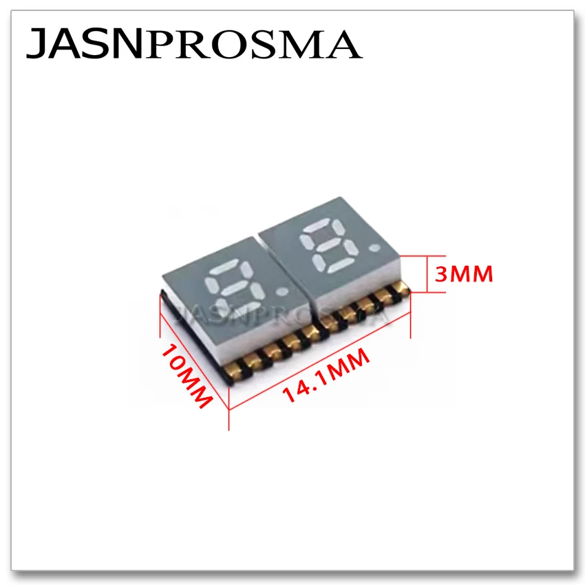 JASNPROSMA 0.2 بوصة 2 بت 50 قطعة أحمر أبيض أزرق أصفر اليشم الأخضر 0.2 بوصة SMD أنبوب رقمي شاشة LED شاشة ديجيتال 7 قطعة
