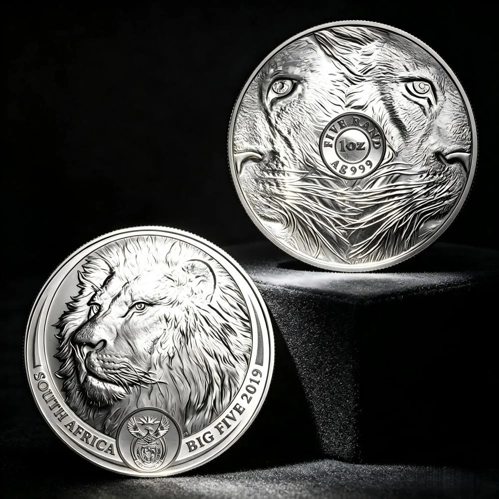1 Oz South Africa Big Five Lion Coin 2019 Silver Plated Wildlife Commemorative Coin Gift for Friends