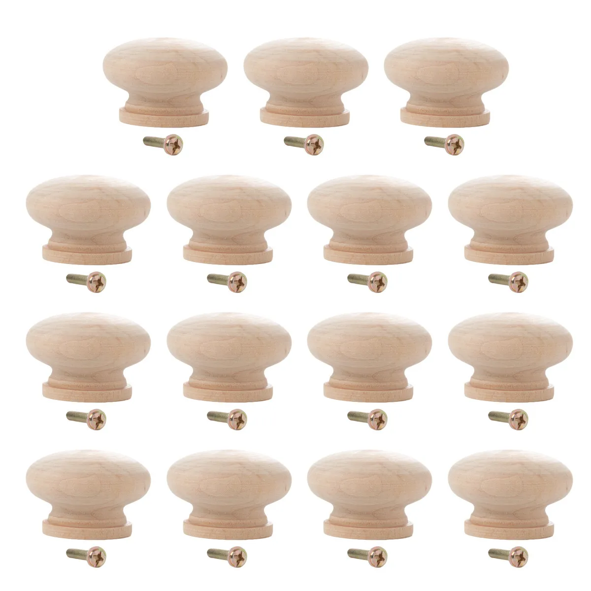 15Pcs Round Wooden Cabinet Knobs Made of Solid Beech Wood Drawer Pull Handles Easy Install Chic Home Decor Furniture Hardware