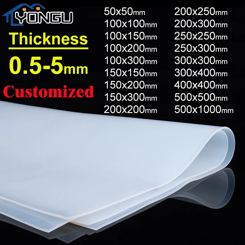 Translucent Silicone Rubber Sheet High Temp Resistance Food Grade Silica Gel Plate Thick 0.5 1 1.5 2 3 4 5mm