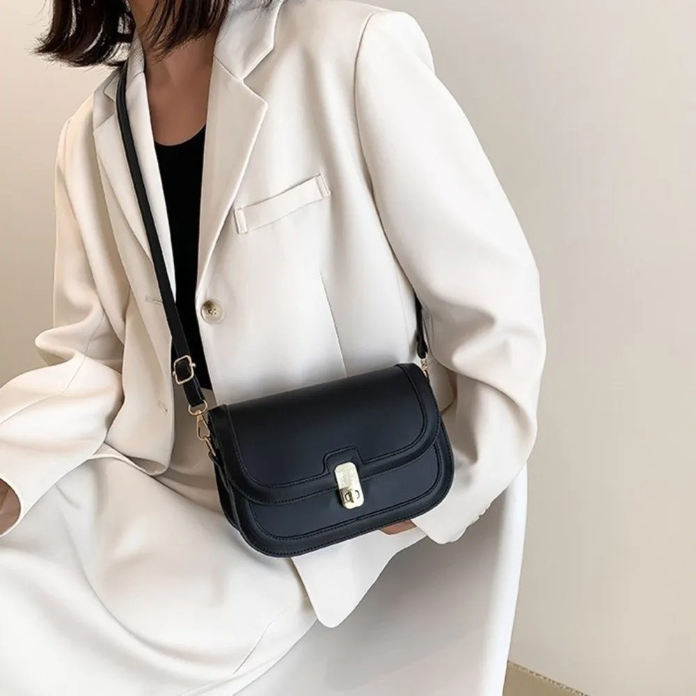 

Retro Texture PU Leather Shoulder Bag Square Korean Style Crossbody Bag Solid Color Handheld Women Underarm Bag Travel