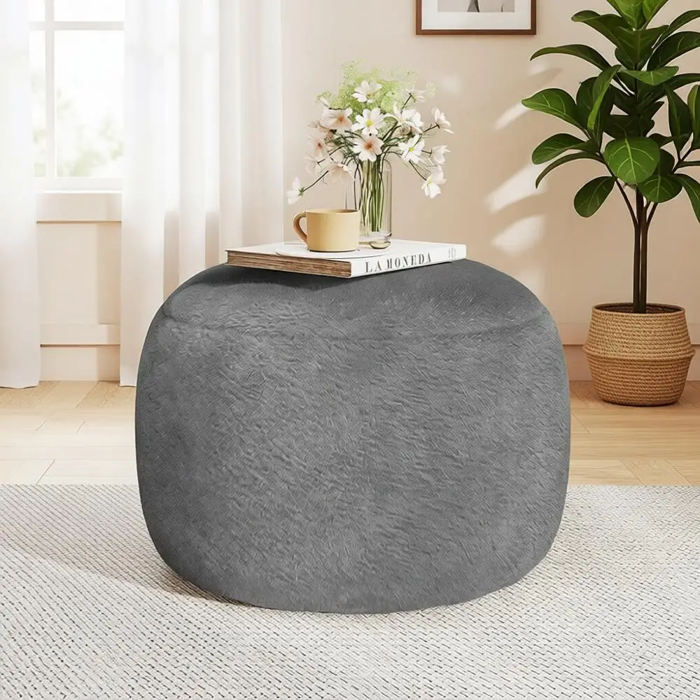 

Grey 20-Inch Round Ottoman with Storage for Living Room, Nursery, Dorm, or Outdoor Use