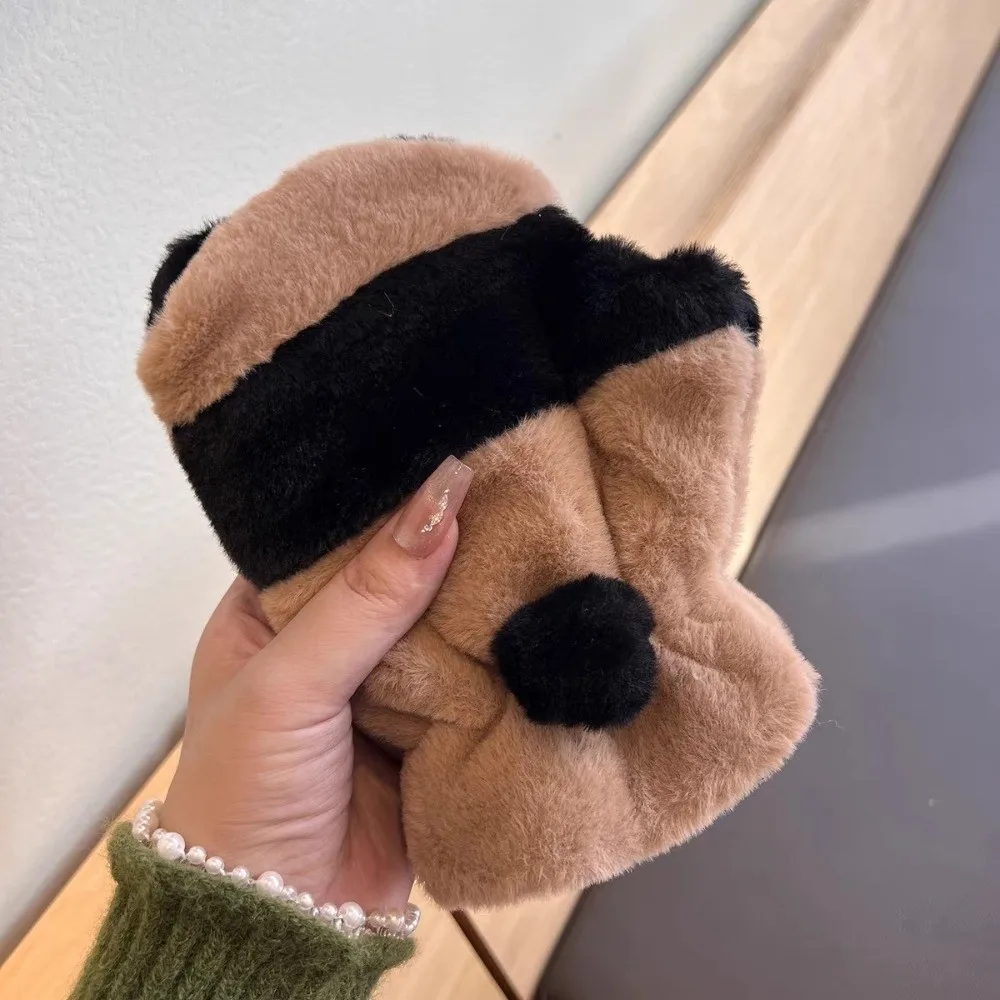 

Новые теплые перчатки с милой мультяшной пандой, толстые перчатки с половиной пальца, ветрозащитные морозостойкие варежки для женщин