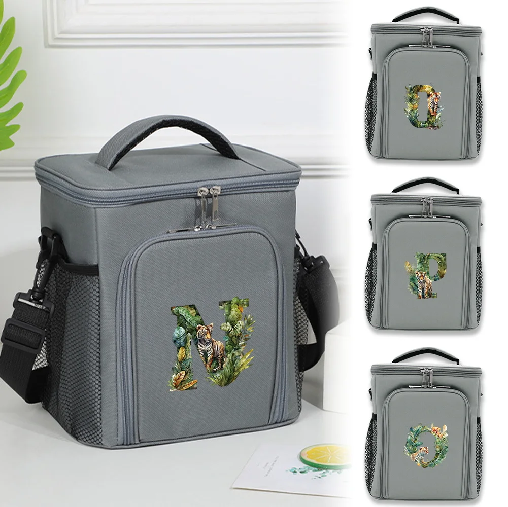 Thermal Bags Outdoor Storage Case Crossbody Lunch Bag Camping and Picnic Storage Box Organizer Boxes Jungle Tiger Letter Pattern