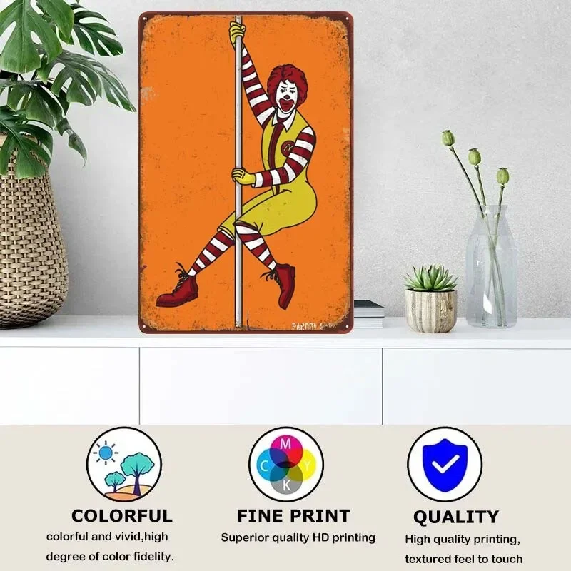 Mcdonald X Pole Dancing Vintage Home Decor Items Metal Signs Wall Home Decoration Accessories Tin Sign Vintage Art of Murals