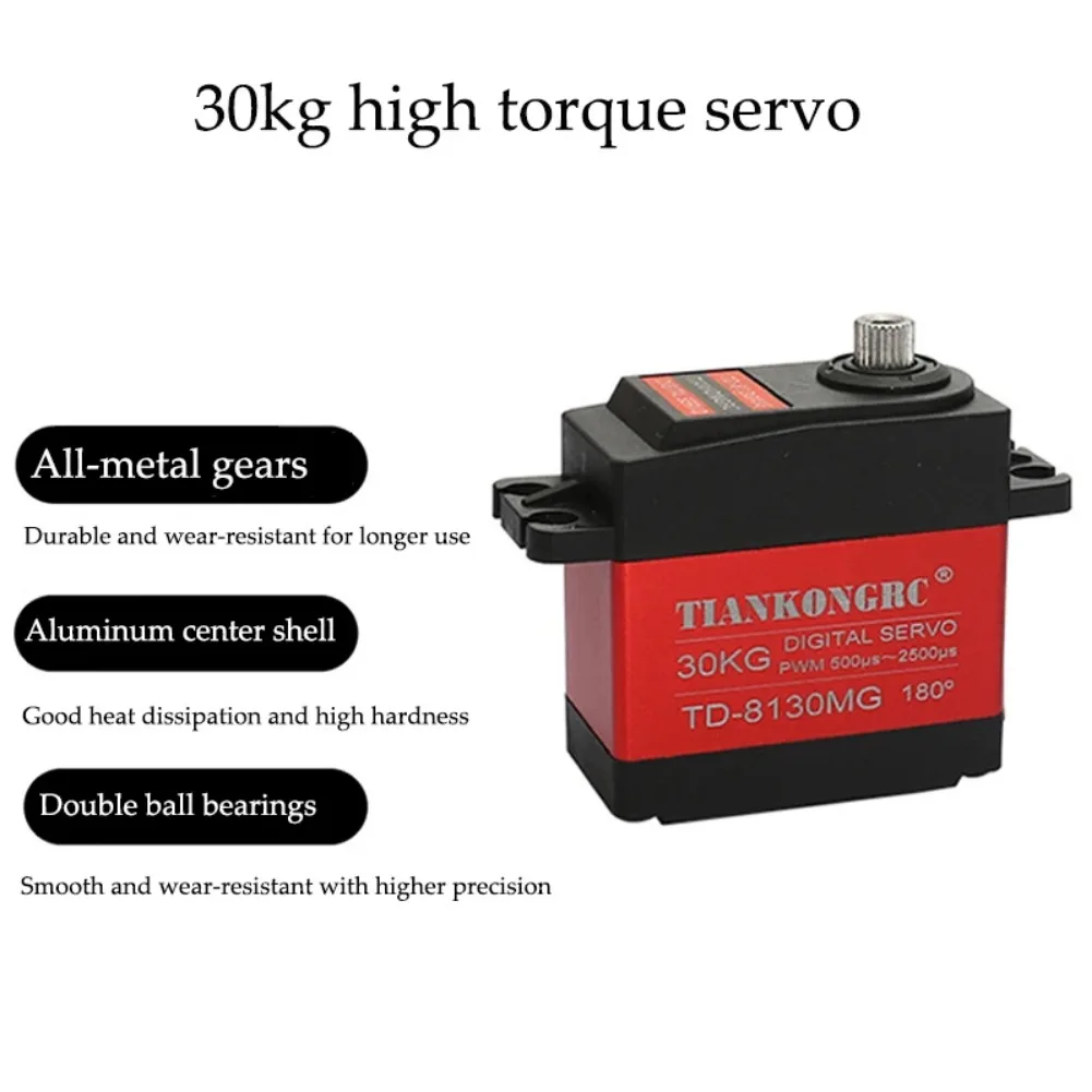 30Kg TD8130 Digital Servo Motor 180/270/360 Degree Angle Controllable Large Torque Coreless Waterproof Robot Arm for RC Car