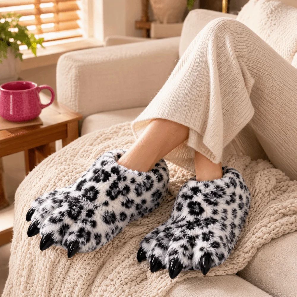 Weiches, flauschiges Futter, Dinosaurier-Klauen-Hausschuhe, flauschige, rutschfeste Cosplay-Pfoten-Schuhe, warme Winter-Fursuit-Stiefel – Detail 3