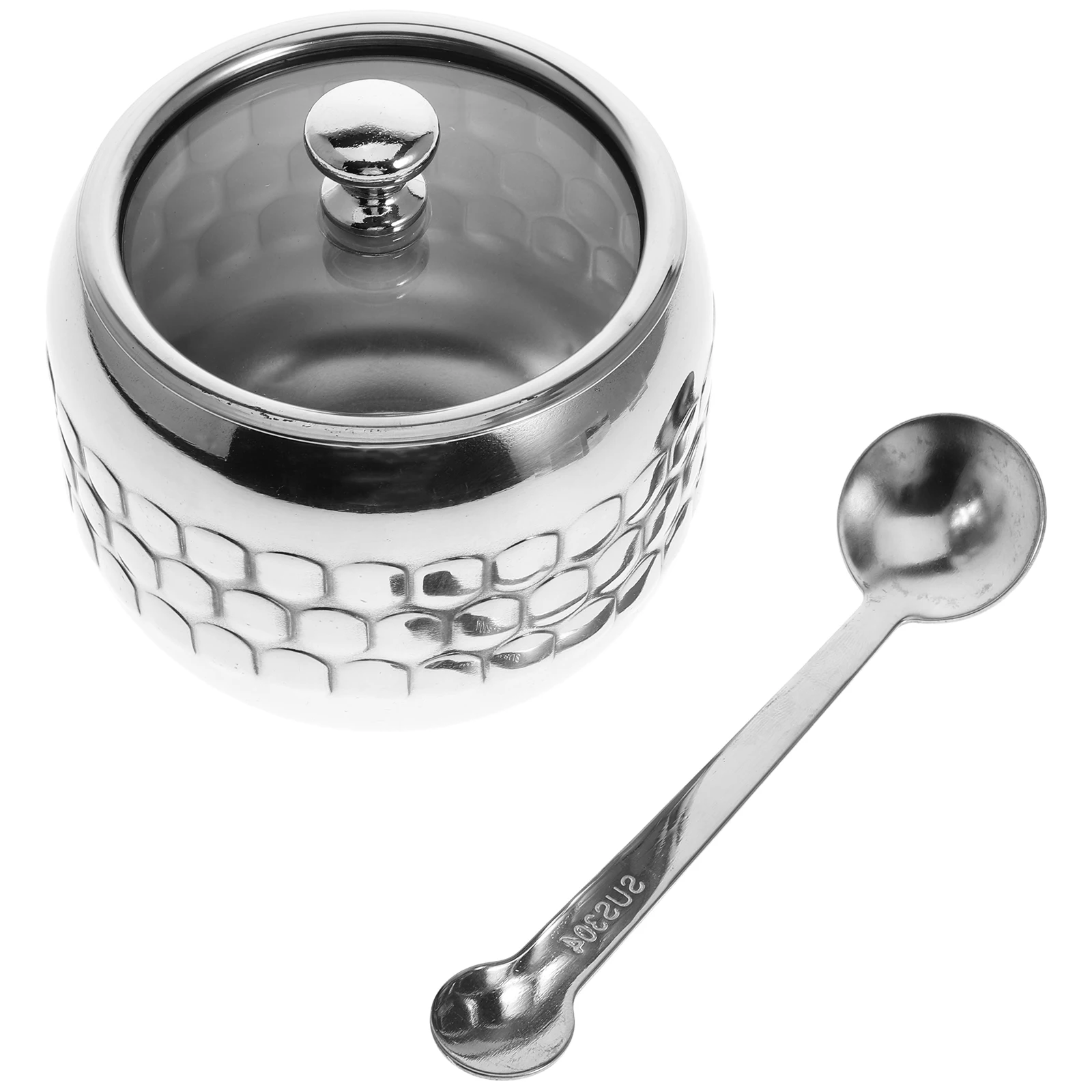 

Spice Jar Seasoning Combination Set with Spoon Glass Lid Salt Pepper Sugar Container Kitchen Storage Stainless Steel