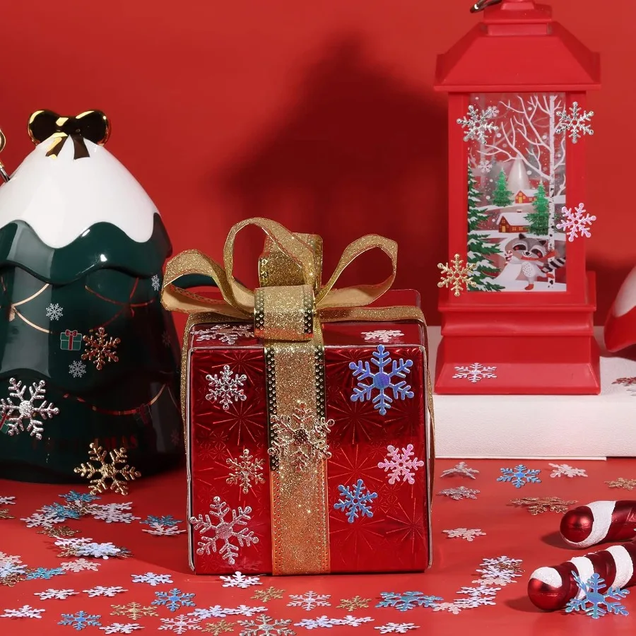 500 قطعة من رقاقات الثلج DIY لشتاء العجائب المجمدة لتزيين طاولة الحفلات وعيد الميلاد DIY كرافت ذهبي