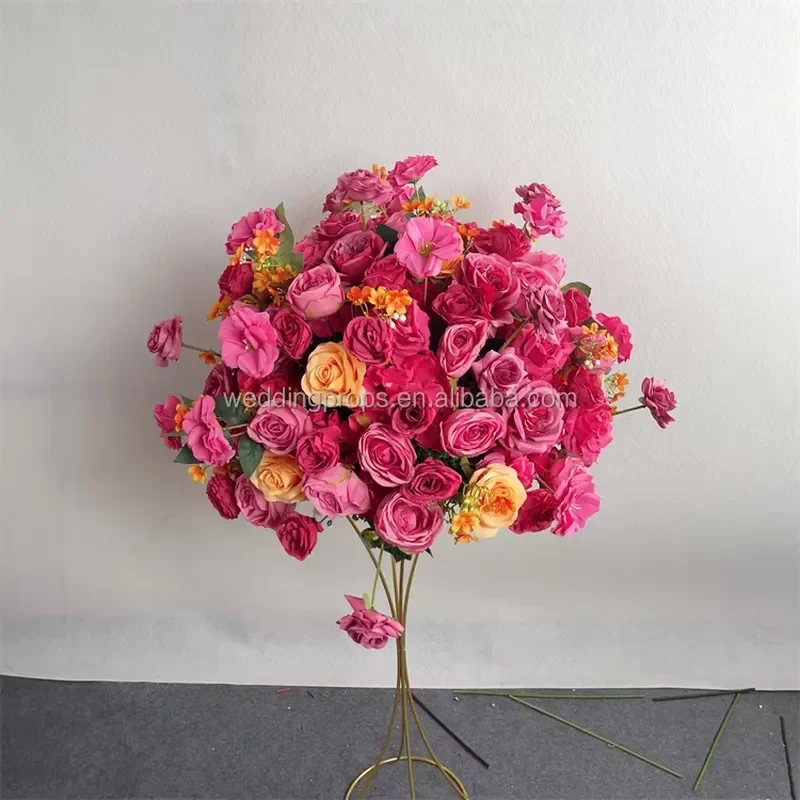 Muwei Wedding Flower Ball Simulation Floral Sphere Handmade Hanging Ornament for Arch Backdrop Aisle Stage Home Decoration
