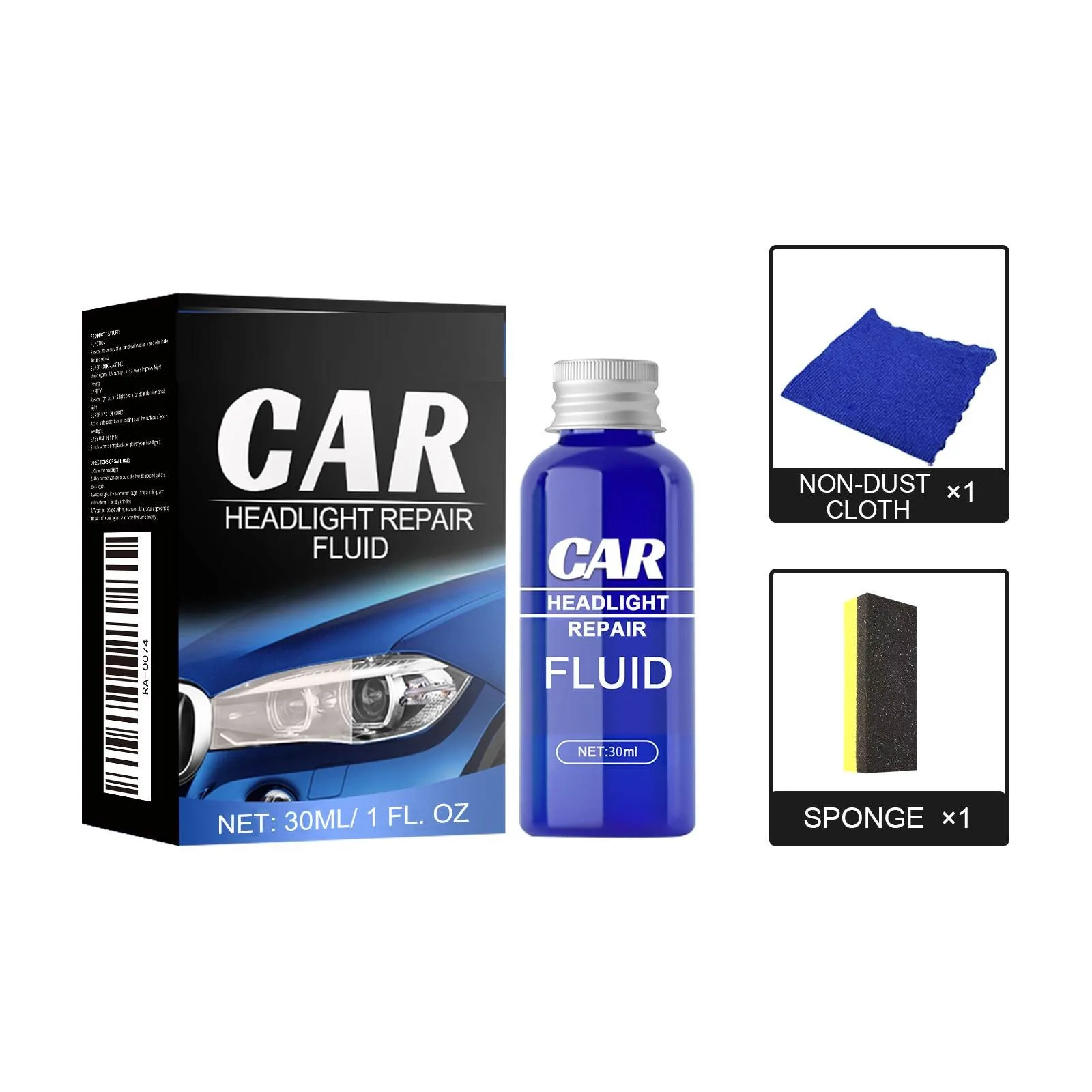 Headlight Cleaner Headlight Kit Liquid Cleaner Car Polish Headlight Cleaning Supplies Solution Kit With Sponge 10/30/50ML