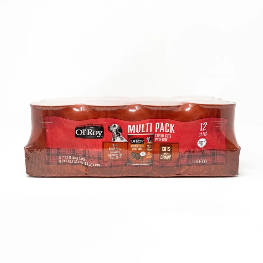 Ol' Roy Savory Cuts con Carne de Res en Salsa, Comida Húmeda para Perros, Latas de 13.2 oz, Paquete de 12
