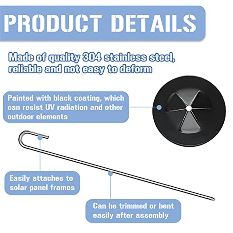 100 упаковок солнечных панелей, детали крепления из нержавеющей стали для забора, фоторулонный комплект для солнечной панели