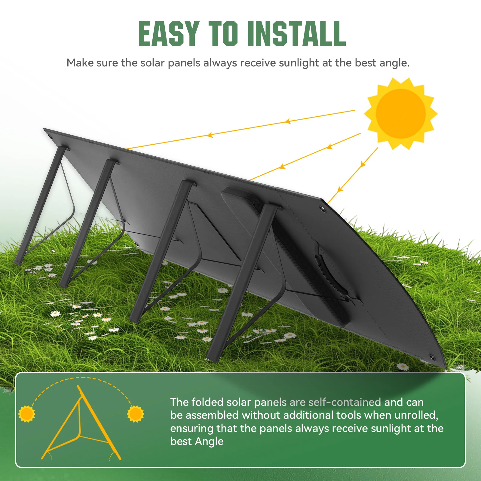 

WERCHTAY 100W Portable Foldable Solar Panel Convenient Outdoor Solar Charging Device for Camping RVs Hiking with Power Adapter