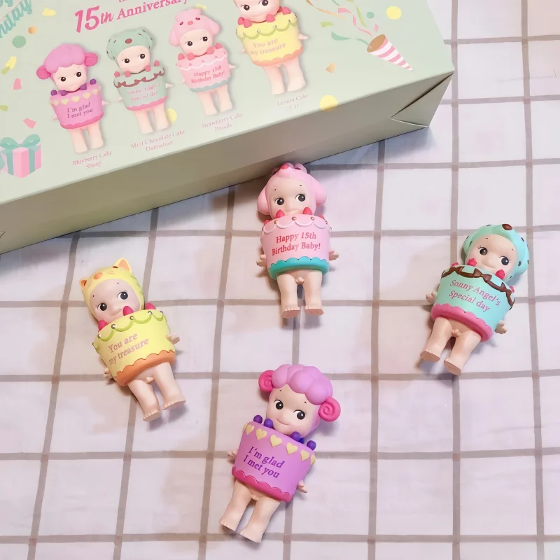 Hot Echte Sonny Angel 15e Verjaardag Cake Serie Blind Dozen Leuke Hoge Kwaliteit Handgemaakte Desktop Mini Model Verjaardag Kid Gift