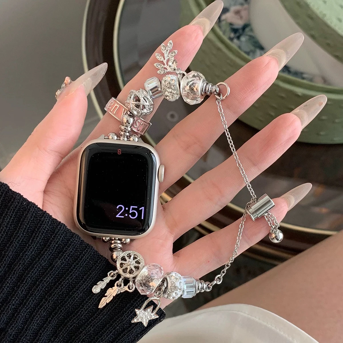 Correa de Metal de joyería de lujo para Apple Watch 10 9 Band 42mm 46mm 41mm 45mm 44mm 40mm pulsera de acero para mujer cinturón para iWatch 8 SE 7 6