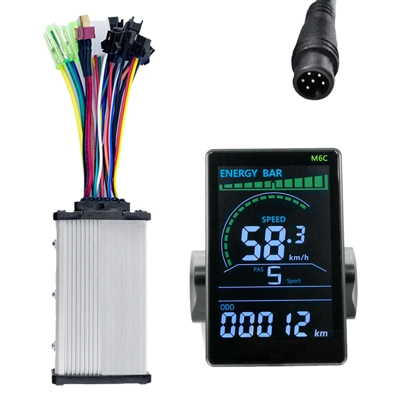 M6C Electric Bike LCD Display+36V 350W Sine Wave Controller E Scooter LCD Panel Color Screen With USB For E-Bike