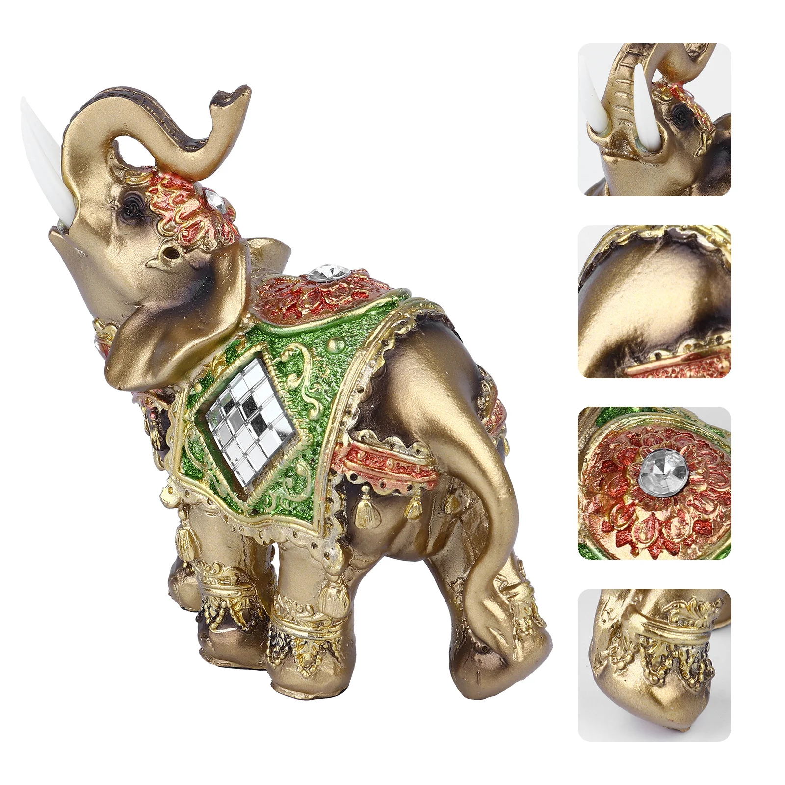 

Resin Elephant Statue Desktop Decoration Gold Resin Power Wisdom Strength Home Protection Symbol Elephant Sculpture