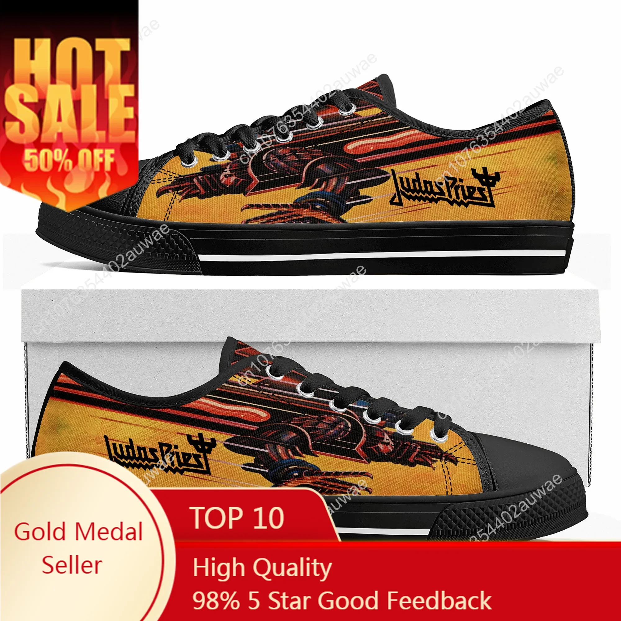 

Judas Priest Heavy Metal Rock Band Low Top High Quality Sneakers Mens Women Teenager Canvas Sneaker Casual Custom Couple Shoes