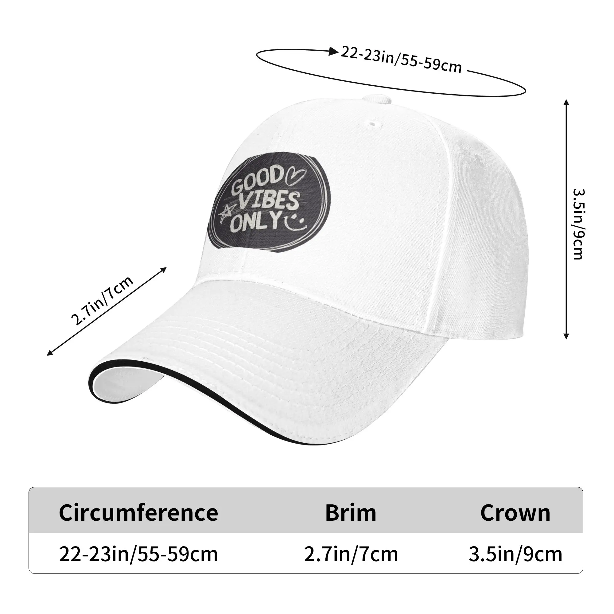 Good Vibes Only Positive Mindset Motivational Design Gift For Children Men Women A Baseball Cap Hat