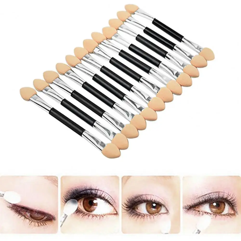 12 pièces pinceaux de fard à paupières jetables maquillage Double face éponge applicateur pinceaux d'ombre à paupières Double extrémité ombre à paupières brosse maquillage