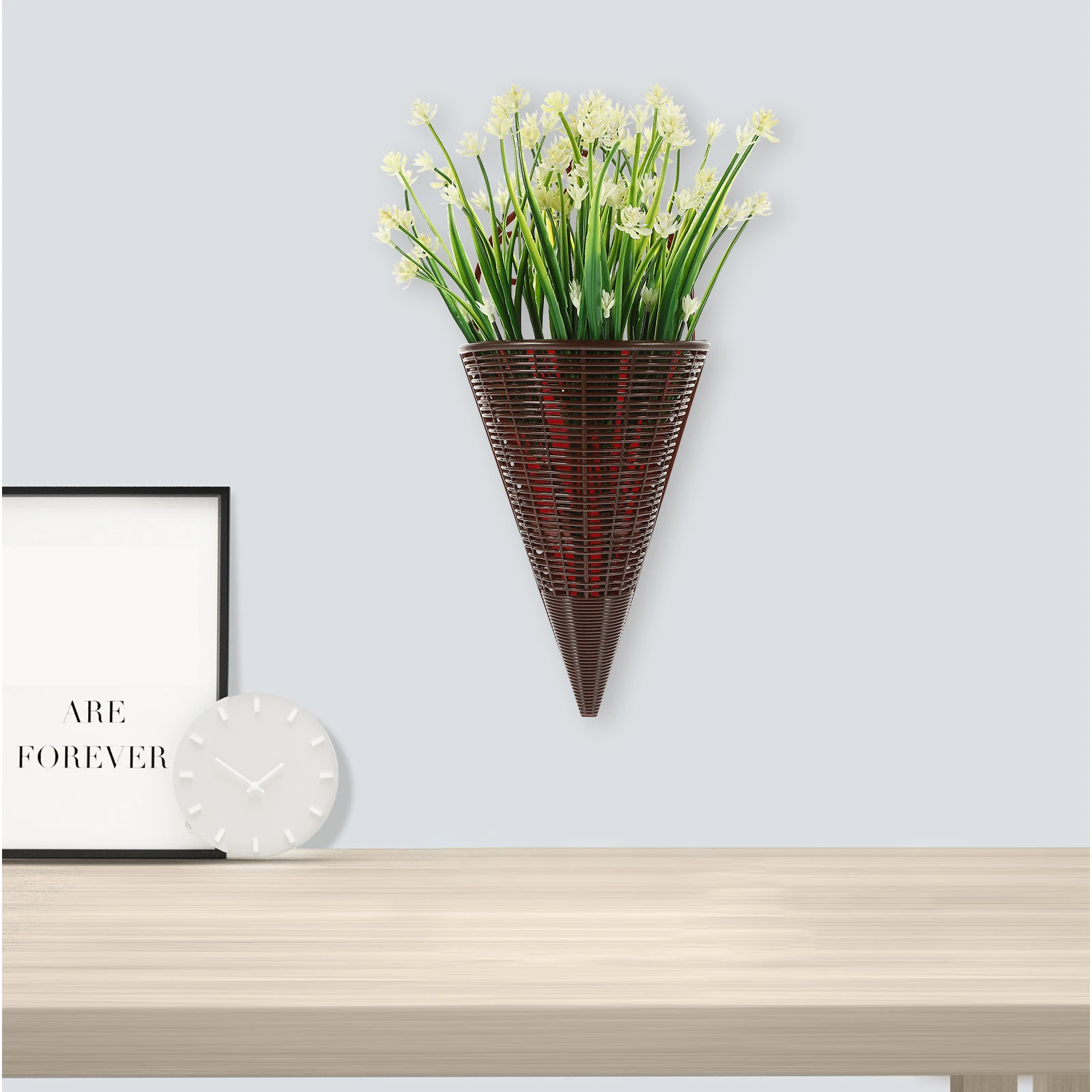 

Hydrangea Artificial Flower Hanging Basket Fake Plants Decor Farmhouse Porch Decoration Plastic Faux for Home