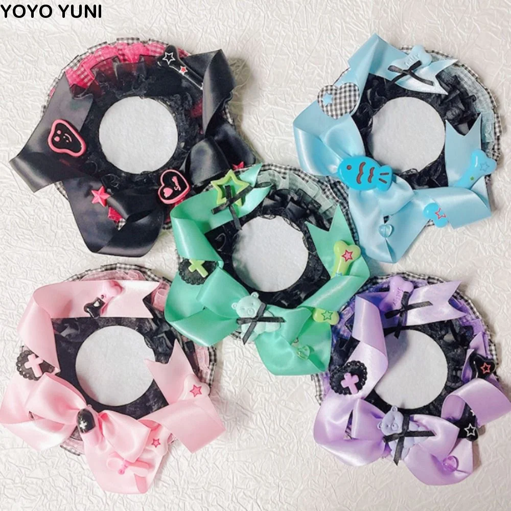 Kawaii Lace Magnetic Anime Badge Holder Heart Bow Pins Display Base Bear Wings Ornate Ribbon Badge Flower Badge Display