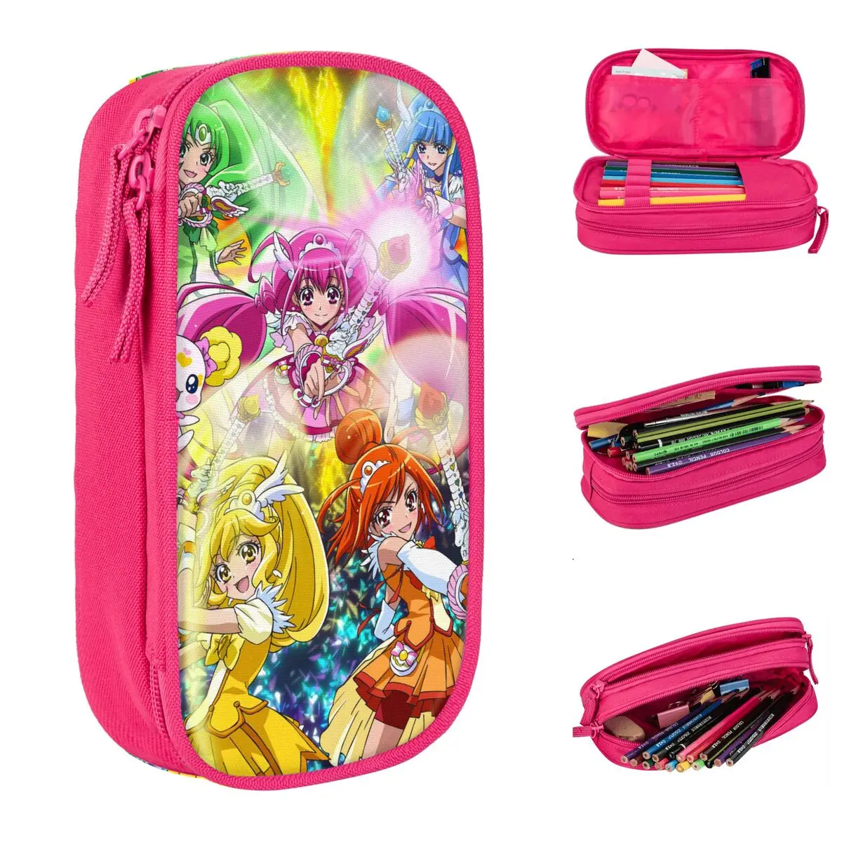 Smile Precure Anime Pencil Case Glitter Force Yayoi Miyuki Pencil Pouch Pen Kid Big Capacity Bag Students School Gift Stationery