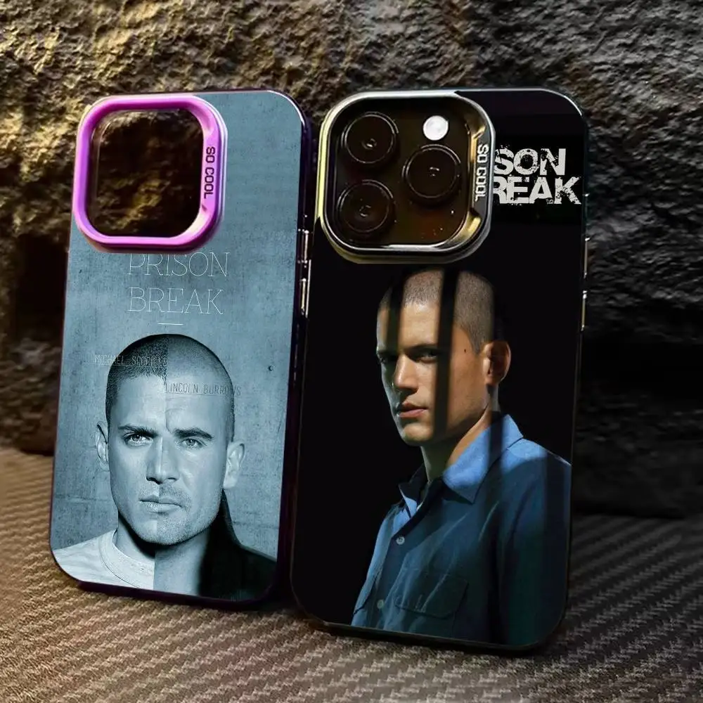 P-Prison Break TV Series Phone Case para iPhone 17,16,15,14,13,12,11,Pro Max,Plus Black Candy Silver Cover