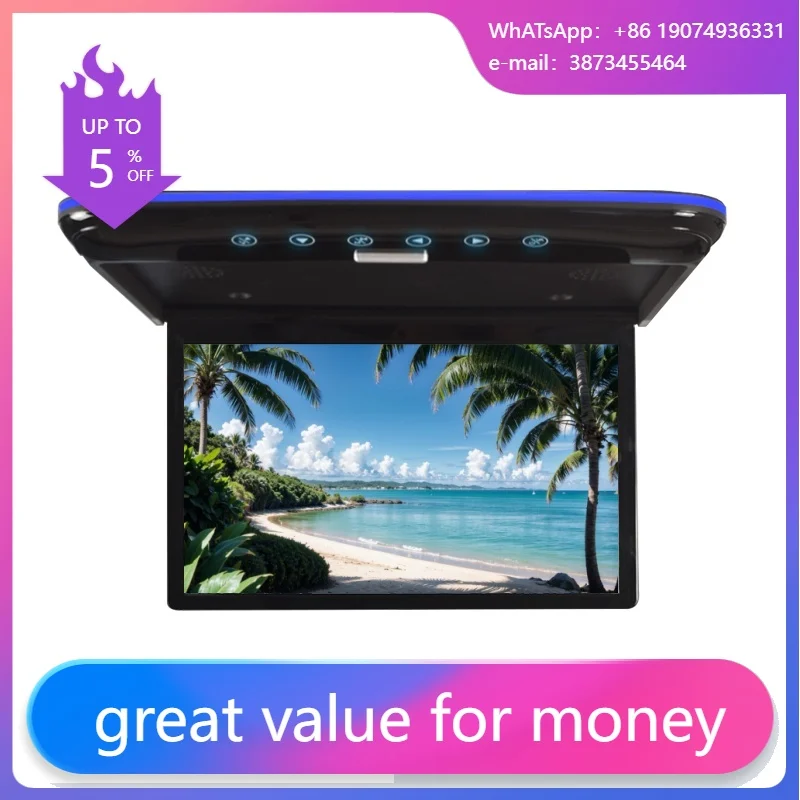 Roof IPS 13.3-inch Flip Screen Overhead Multimedia Video Ceiling Roof Mounted Display Car MP5