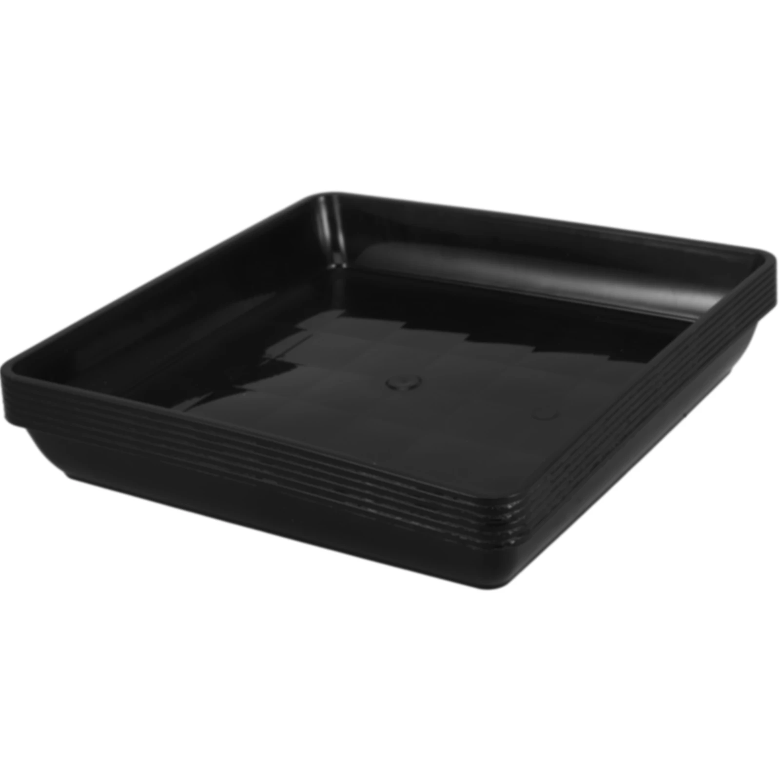

6 Pcs Square Plastic Planter Trays Lightweight Bottom Watering Drains Effectively Plant Saucer Black PP Flower Pot Tray